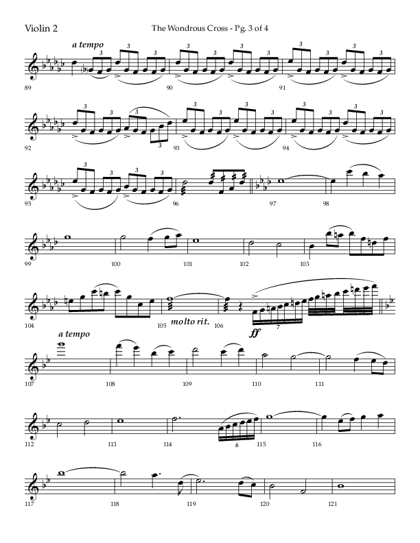 The Wondrous Cross (Choral Anthem SATB) Violin 2 (Lifeway Choral / Arr. Bradley Knight)