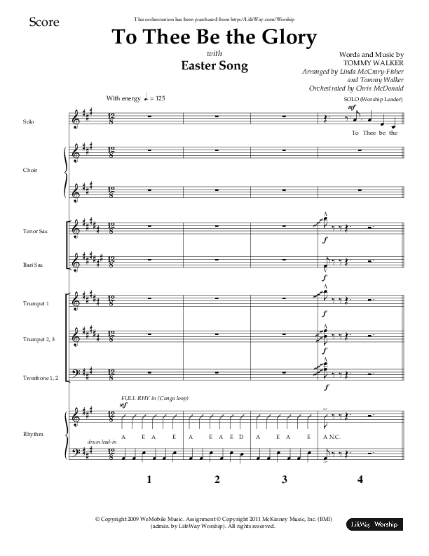 To Thee Be the Glory with Easter Song (Choral Anthem SATB) Orchestration (Lifeway Choral / Arr. Linda McCrary-Fisher / Arr. Tommy Walker)