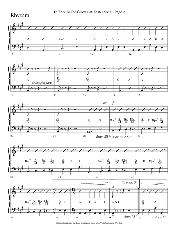 To Thee Be the Glory with Easter Song (Choral Anthem SATB) Rhythm Chart (Lifeway Choral / Arr. Linda McCrary-Fisher / Arr. Tommy Walker)