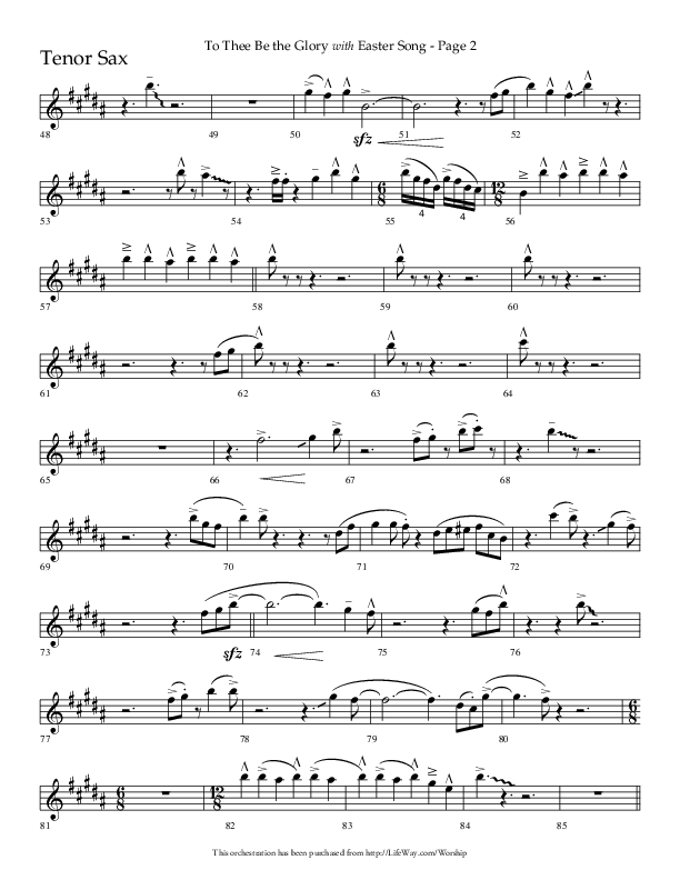To Thee Be the Glory with Easter Song (Choral Anthem SATB) Tenor Sax 1 (Lifeway Choral / Arr. Linda McCrary-Fisher / Arr. Tommy Walker)