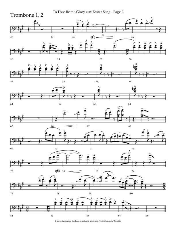 To Thee Be the Glory with Easter Song (Choral Anthem SATB) Trombone 1/2 (Lifeway Choral / Arr. Linda McCrary-Fisher / Arr. Tommy Walker)