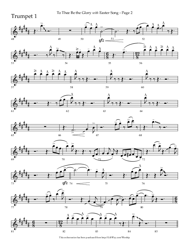 To Thee Be the Glory with Easter Song (Choral Anthem SATB) Trumpet 1 (Lifeway Choral / Arr. Linda McCrary-Fisher / Arr. Tommy Walker)