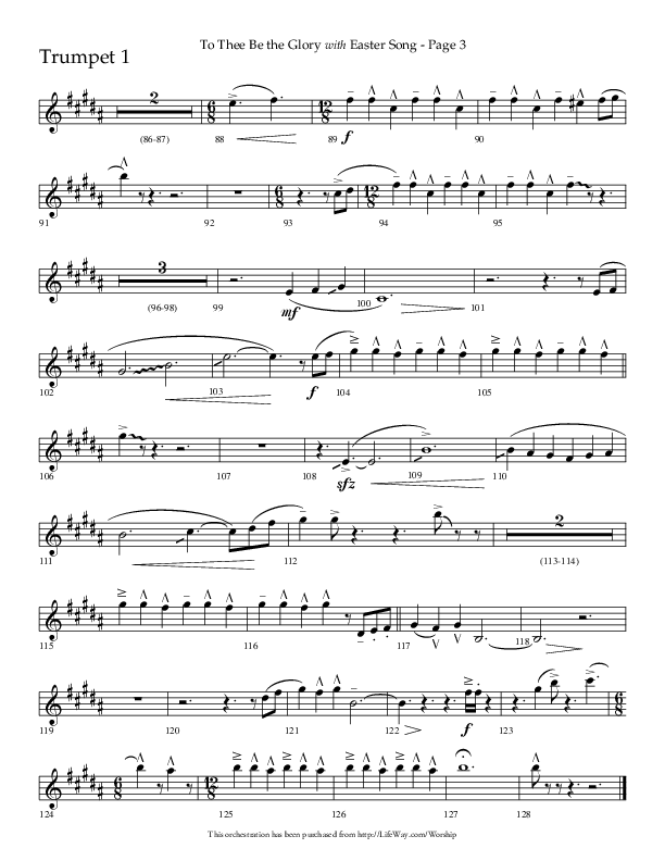 To Thee Be the Glory with Easter Song (Choral Anthem SATB) Trumpet 1 (Lifeway Choral / Arr. Linda McCrary-Fisher / Arr. Tommy Walker)