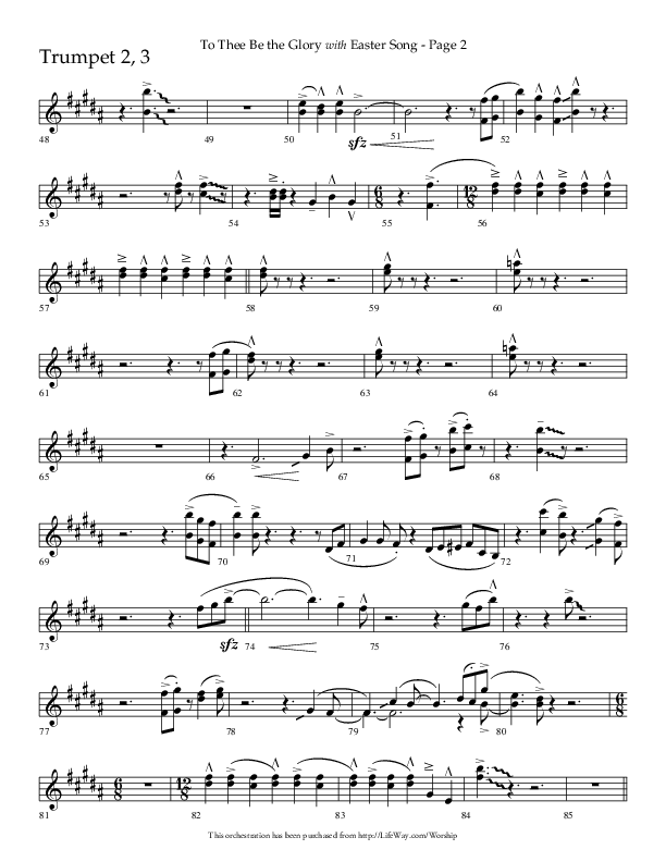 To Thee Be the Glory with Easter Song (Choral Anthem SATB) Trumpet 2/3 (Lifeway Choral / Arr. Linda McCrary-Fisher / Arr. Tommy Walker)
