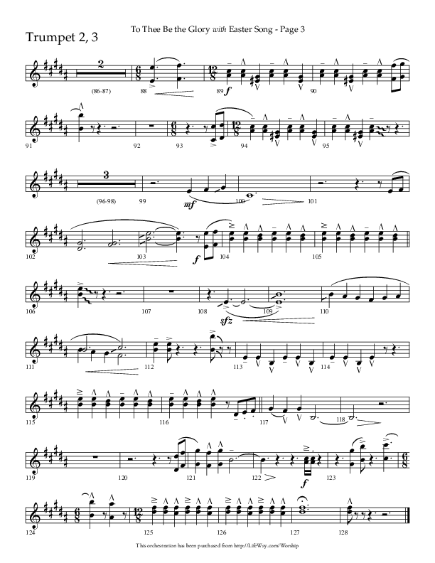 To Thee Be the Glory with Easter Song (Choral Anthem SATB) Trumpet 2/3 (Lifeway Choral / Arr. Linda McCrary-Fisher / Arr. Tommy Walker)