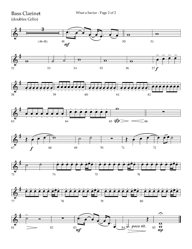 What A Savior (Choral Anthem SATB) Bass Clarinet (Lifeway Choral / Arr. David Wise / Orch. David Shipps)
