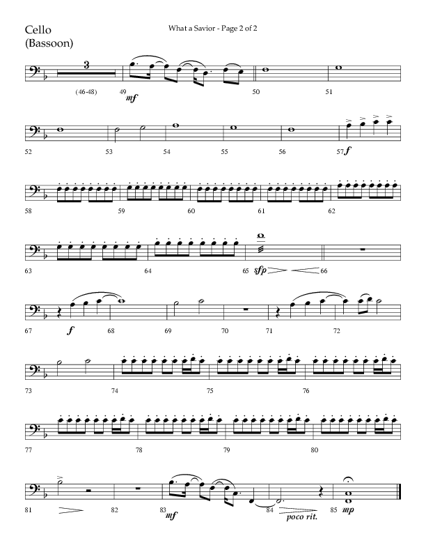 What A Savior (Choral Anthem SATB) Cello (Lifeway Choral / Arr. David Wise / Orch. David Shipps)