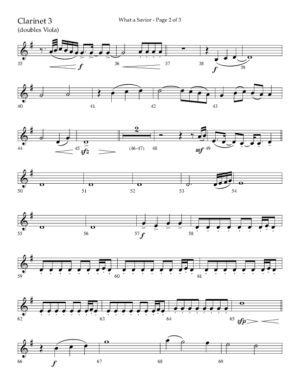 What A Savior (Choral Anthem SATB) Clarinet 3 (Lifeway Choral / Arr. David Wise / Orch. David Shipps)