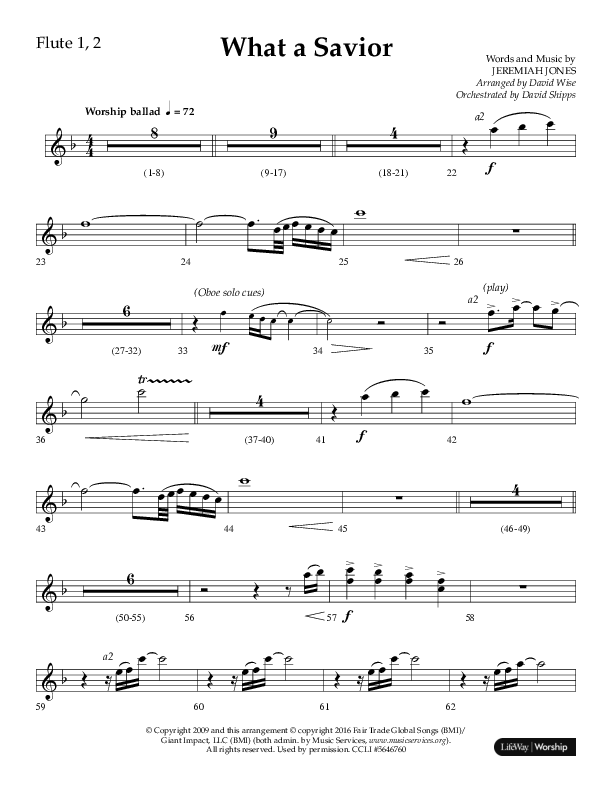 What A Savior (Choral Anthem SATB) Flute 1/2 (Lifeway Choral / Arr. David Wise / Orch. David Shipps)