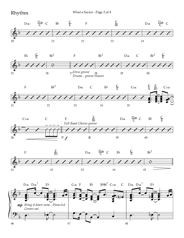 What A Savior (Choral Anthem SATB) Rhythm Chart (Lifeway Choral / Arr. David Wise / Orch. David Shipps)