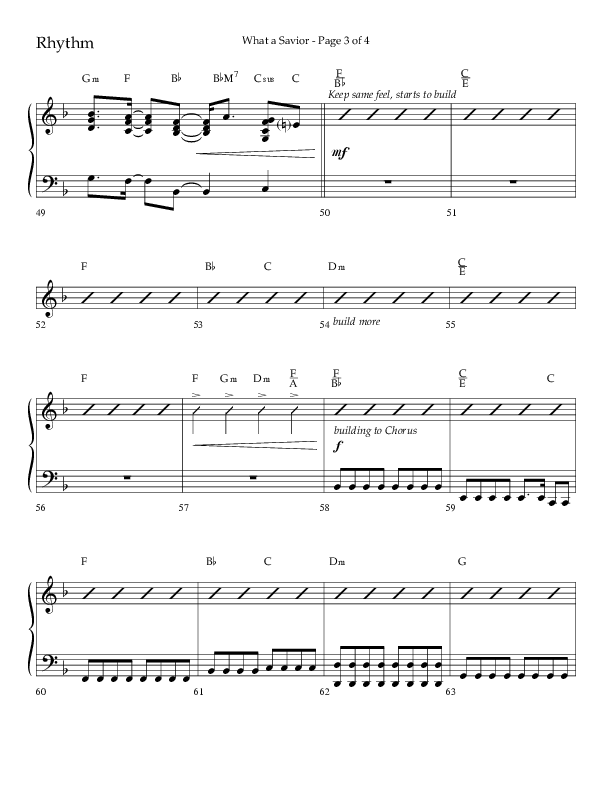 What A Savior (Choral Anthem SATB) Rhythm Chart (Lifeway Choral / Arr. David Wise / Orch. David Shipps)