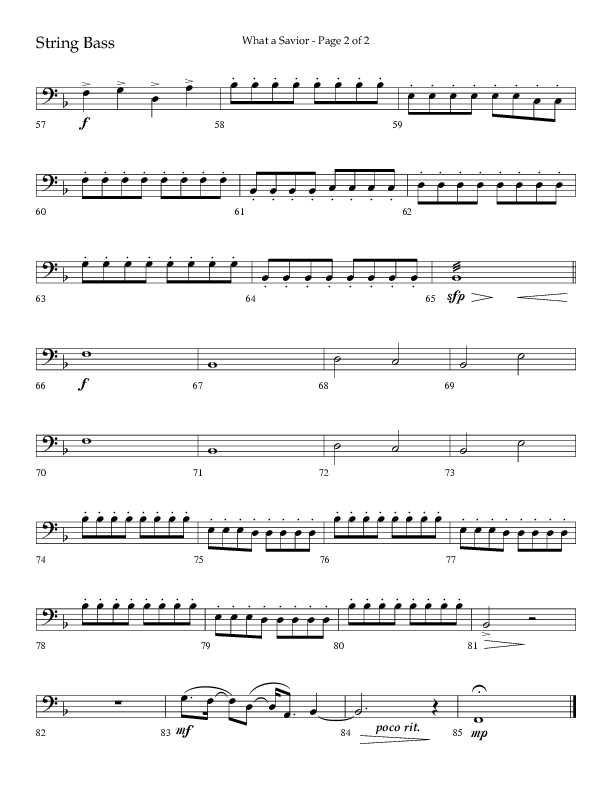 What A Savior (Choral Anthem SATB) String Bass (Lifeway Choral / Arr. David Wise / Orch. David Shipps)
