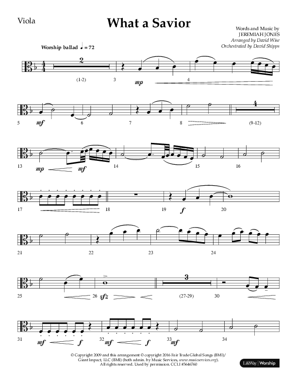 What A Savior (Choral Anthem SATB) Viola (Lifeway Choral / Arr. David Wise / Orch. David Shipps)