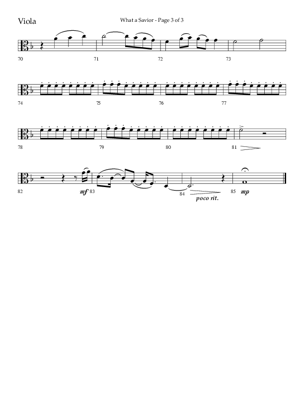 What A Savior (Choral Anthem SATB) Viola (Lifeway Choral / Arr. David Wise / Orch. David Shipps)