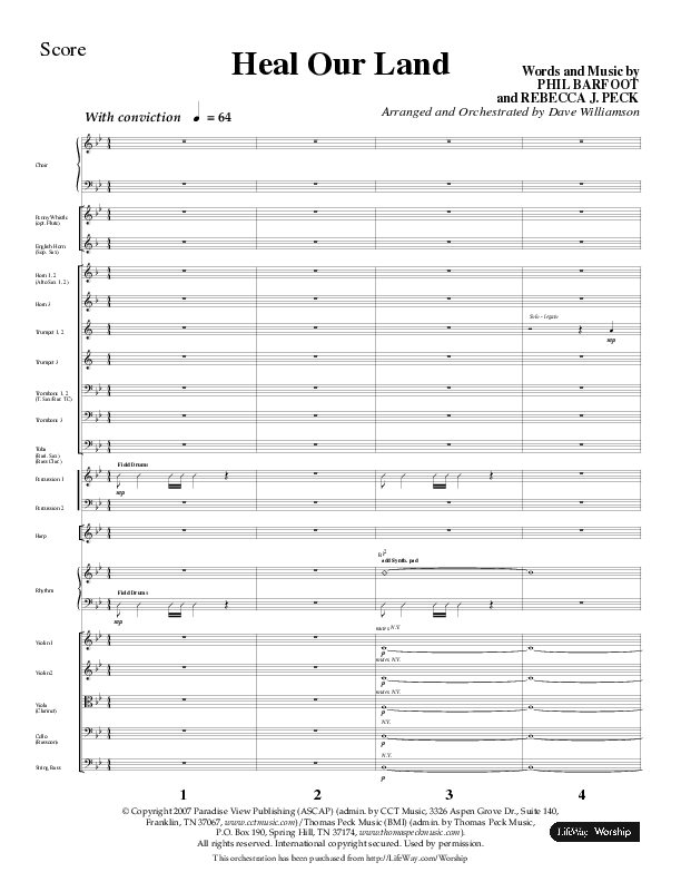 Heal Our Land (Choral Anthem SATB) Conductor's Score (Lifeway Choral / Arr. Dave Williamson)