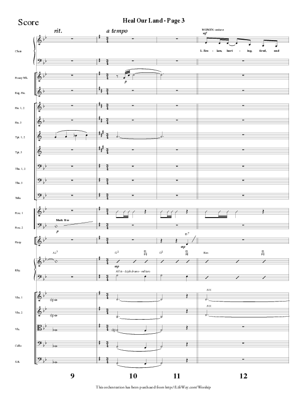 Heal Our Land (Choral Anthem SATB) Orchestration (Lifeway Choral / Arr. Dave Williamson)