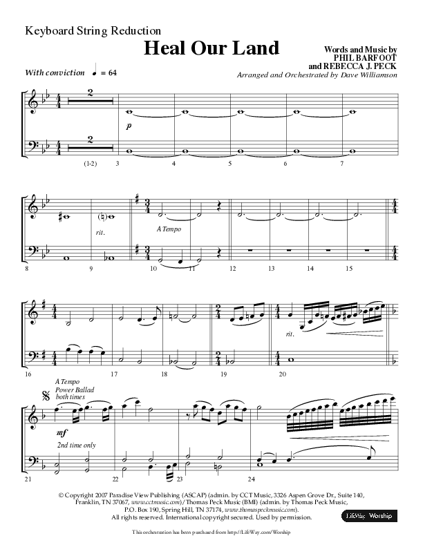 Heal Our Land (Choral Anthem SATB) String Reduction (Lifeway Choral / Arr. Dave Williamson)