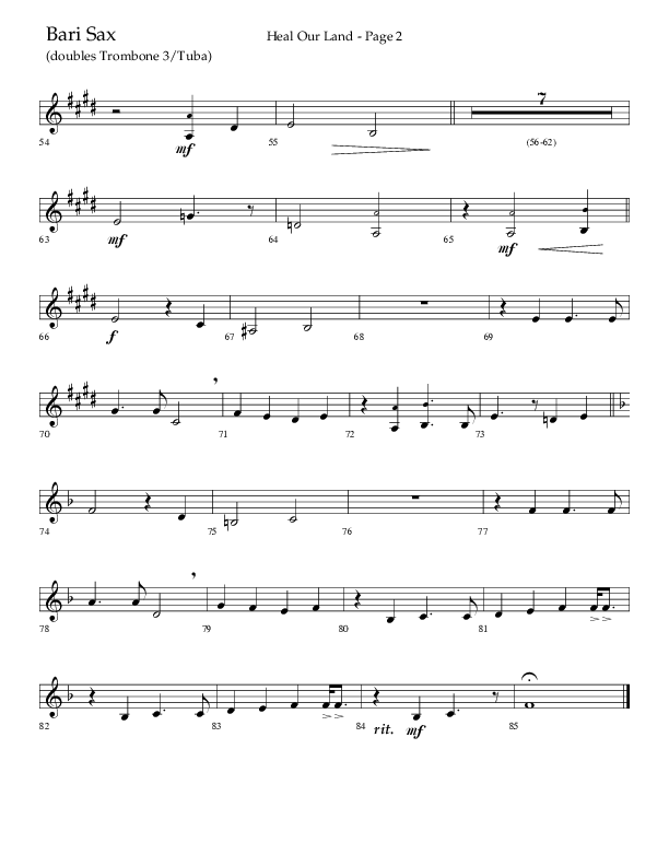 Heal Our Land (Choral Anthem SATB) Bari Sax (Lifeway Choral / Arr. Russell Mauldin)