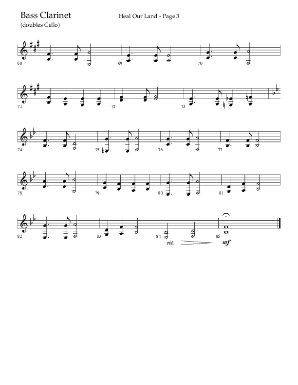Heal Our Land (Choral Anthem SATB) Bass Clarinet (Lifeway Choral / Arr. Russell Mauldin)
