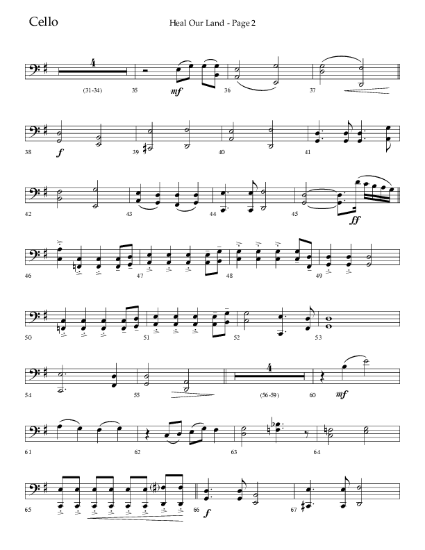 Heal Our Land (Choral Anthem SATB) Cello (Lifeway Choral / Arr. Russell Mauldin)
