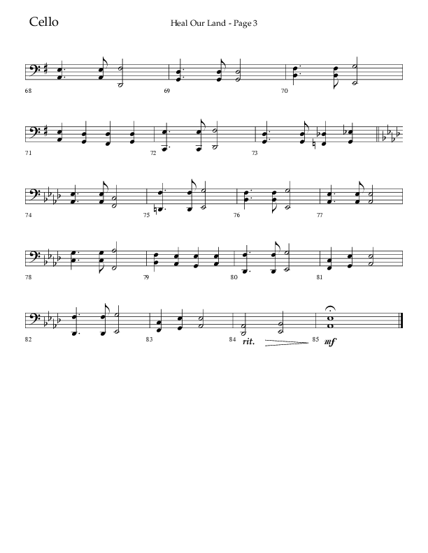 Heal Our Land (Choral Anthem SATB) Cello (Lifeway Choral / Arr. Russell Mauldin)