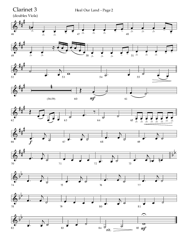 Heal Our Land (Choral Anthem SATB) Clarinet 3 (Lifeway Choral / Arr. Russell Mauldin)