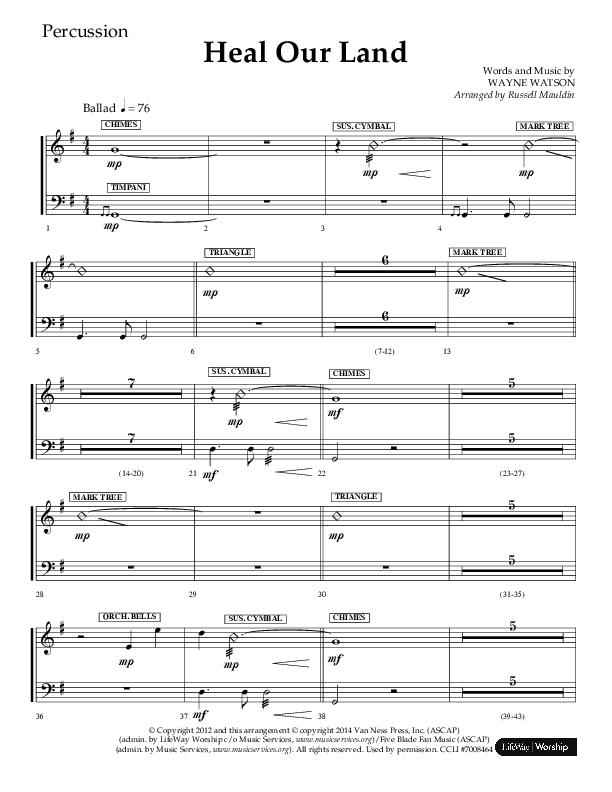 Heal Our Land (Choral Anthem SATB) Percussion (Lifeway Choral / Arr. Russell Mauldin)