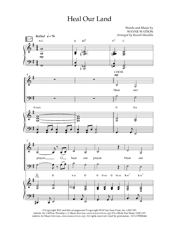 Heal Our Land (Choral Anthem SATB) Anthem (SATB/Piano) (Lifeway Choral / Arr. Russell Mauldin)