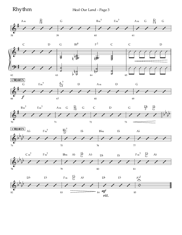 Heal Our Land (Choral Anthem SATB) Rhythm Chart (Lifeway Choral / Arr. Russell Mauldin)