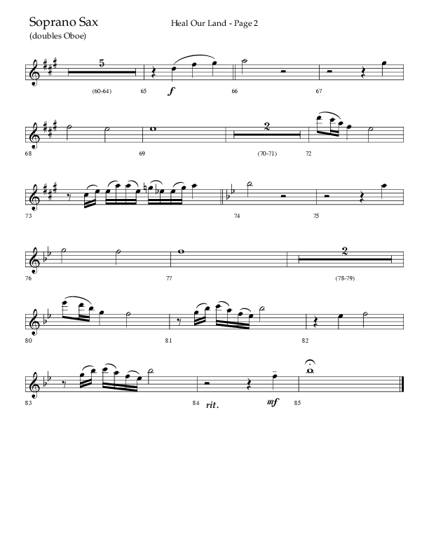 Heal Our Land (Choral Anthem SATB) Soprano Sax (Lifeway Choral / Arr. Russell Mauldin)
