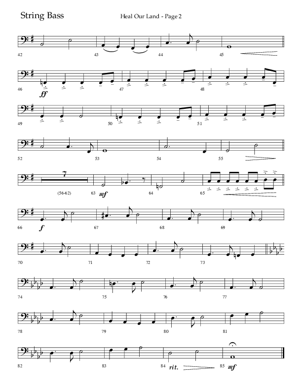 Heal Our Land (Choral Anthem SATB) String Bass (Lifeway Choral / Arr. Russell Mauldin)