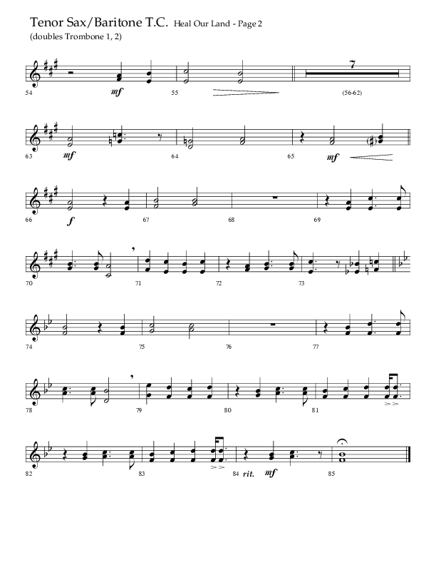 Heal Our Land (Choral Anthem SATB) Tenor Sax/Baritone T.C. (Lifeway Choral / Arr. Russell Mauldin)