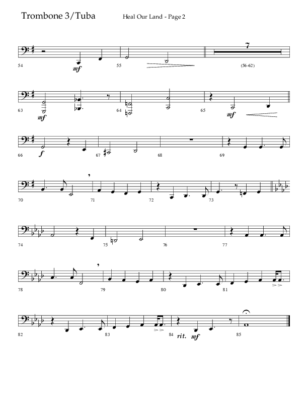 Heal Our Land (Choral Anthem SATB) Trombone 3/Tuba (Lifeway Choral / Arr. Russell Mauldin)