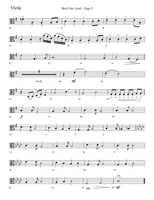 Heal Our Land (Choral Anthem SATB) Viola (Lifeway Choral / Arr. Russell Mauldin)