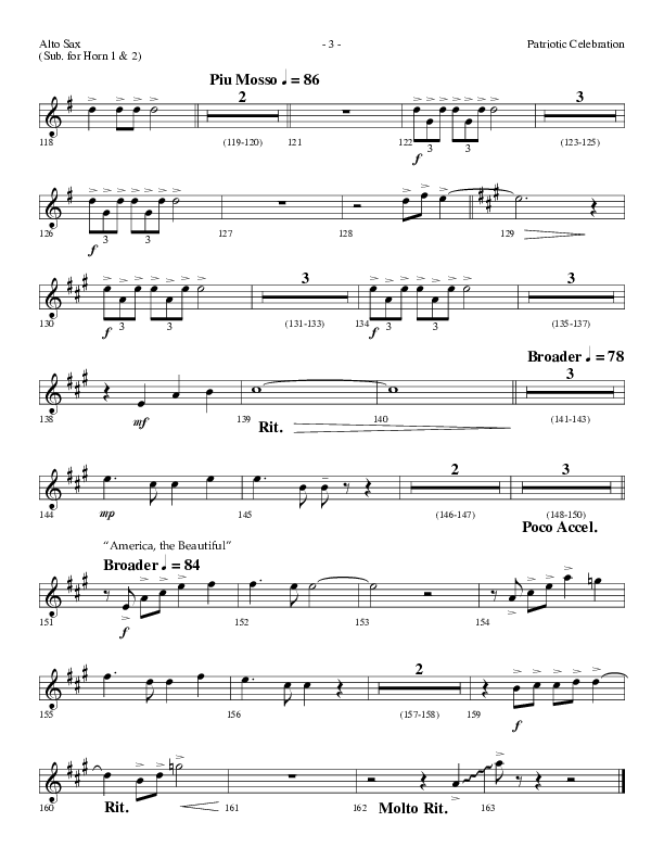 Patriotic Celebration (Choral Anthem SATB) Alto Sax (Lifeway Choral / Arr. Dennis Allen)