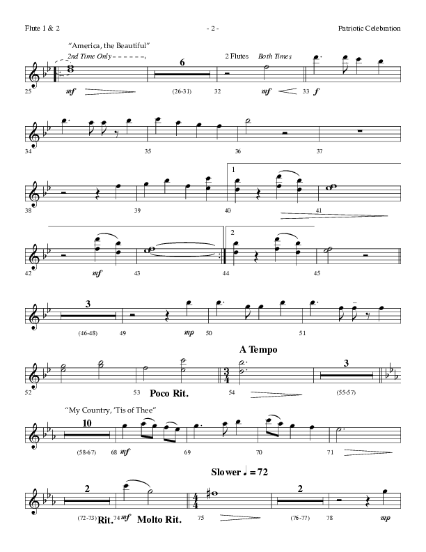 Patriotic Celebration (Choral Anthem SATB) Flute 1/2 (Lifeway Choral / Arr. Dennis Allen)