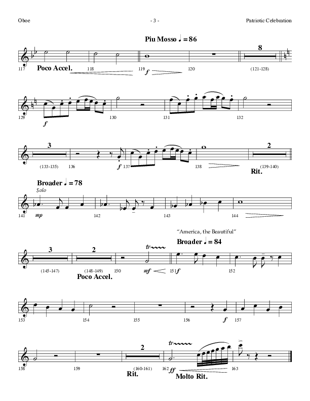 Patriotic Celebration (Choral Anthem SATB) Oboe (Lifeway Choral / Arr. Dennis Allen)