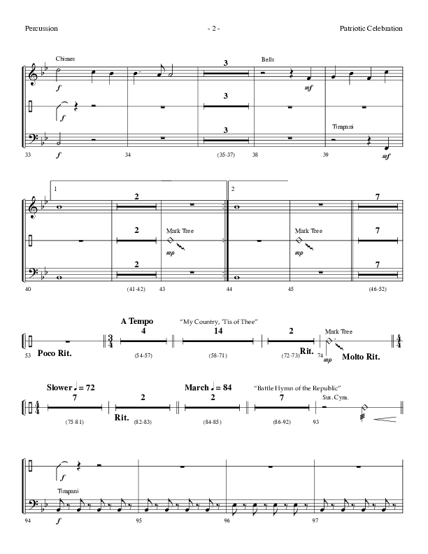 Patriotic Celebration (Choral Anthem SATB) Percussion (Lifeway Choral / Arr. Dennis Allen)