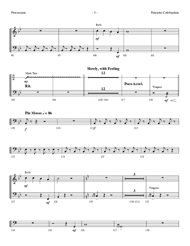 Patriotic Celebration (Choral Anthem SATB) Percussion (Lifeway Choral / Arr. Dennis Allen)
