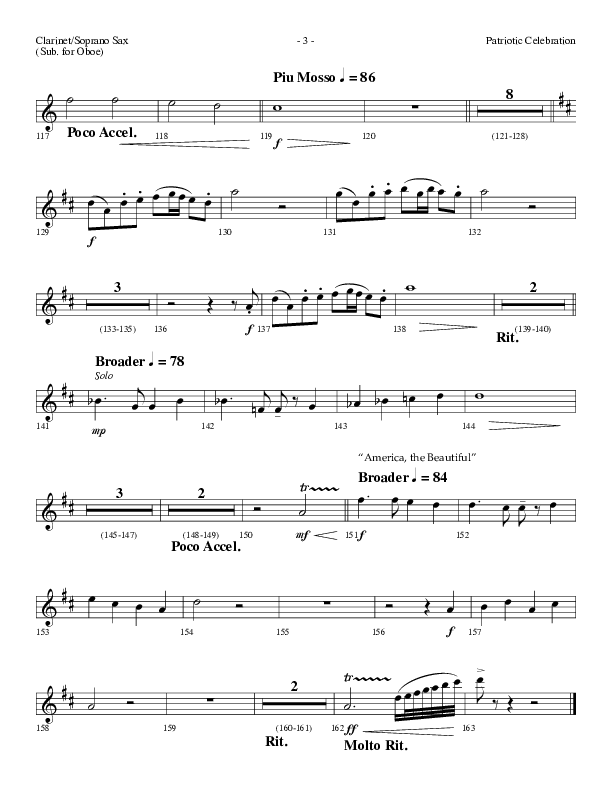 Patriotic Celebration (Choral Anthem SATB) Soprano Sax (Lifeway Choral / Arr. Dennis Allen)