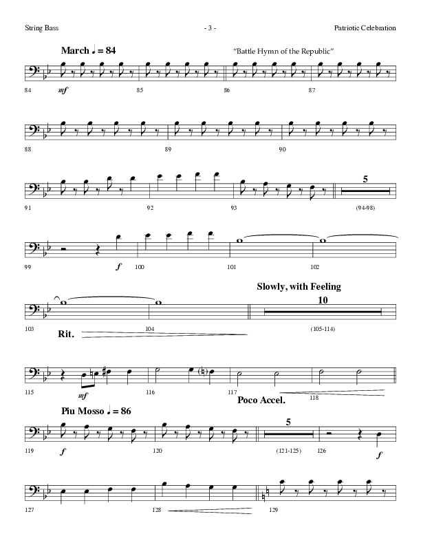 Patriotic Celebration (Choral Anthem SATB) String Bass (Lifeway Choral / Arr. Dennis Allen)