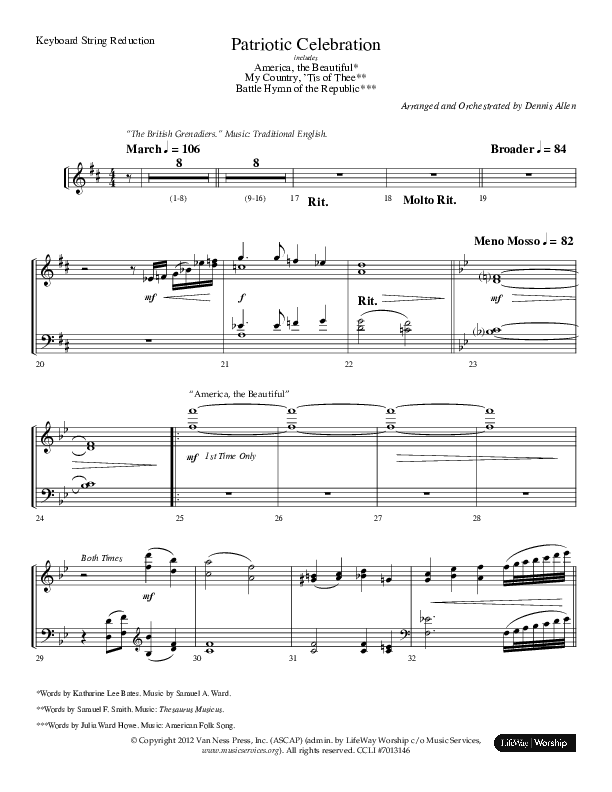 Patriotic Celebration (Choral Anthem SATB) String Reduction (Lifeway Choral / Arr. Dennis Allen)