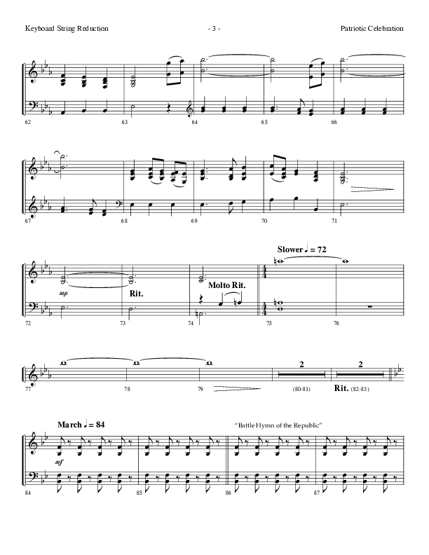 Patriotic Celebration (Choral Anthem SATB) String Reduction (Lifeway Choral / Arr. Dennis Allen)