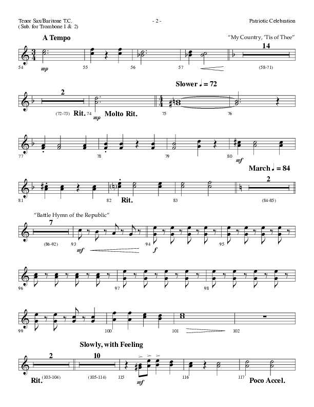 Patriotic Celebration (Choral Anthem SATB) Tenor Sax/Baritone T.C. (Lifeway Choral / Arr. Dennis Allen)