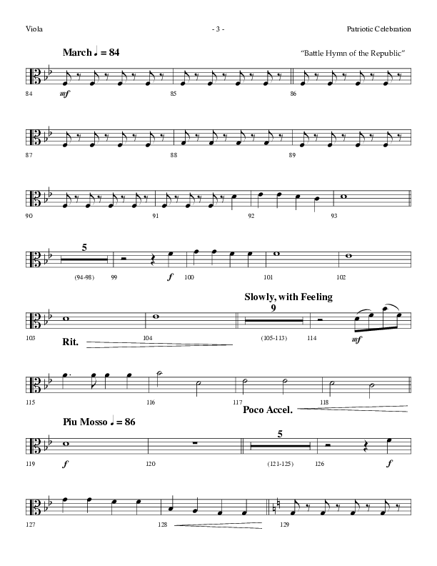 Patriotic Celebration (Choral Anthem SATB) Viola (Lifeway Choral / Arr. Dennis Allen)