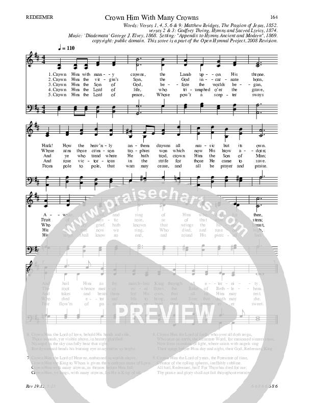 Crown Him With Many Crowns Hymn Sheet (SATB) (Traditional Hymn)