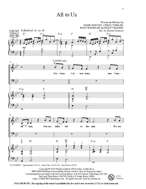 All To Us (Choral Anthem SATB) Anthem (SATB/Piano) (Lillenas Choral / Arr. Daniel Semsen)