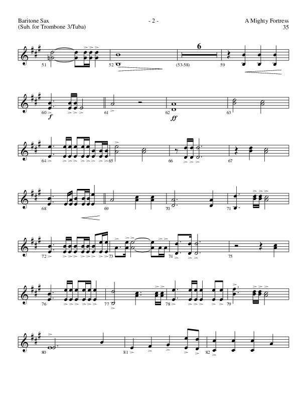 A Mighty Fortress (Choral Anthem SATB) Bari Sax (Lillenas Choral / Arr. Gary Rhodes / Orch. Tim Cates)