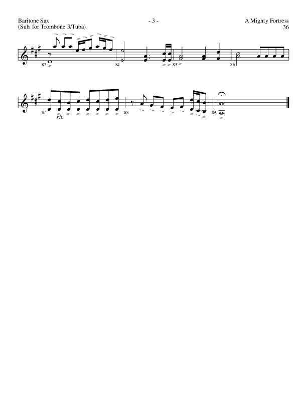 A Mighty Fortress (Choral Anthem SATB) Bari Sax (Lillenas Choral / Arr. Gary Rhodes / Orch. Tim Cates)