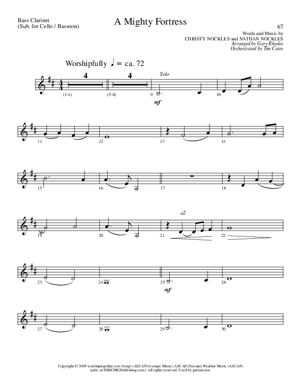 A Mighty Fortress (Choral Anthem SATB) Bass Clarinet (Lillenas Choral / Arr. Gary Rhodes / Orch. Tim Cates)